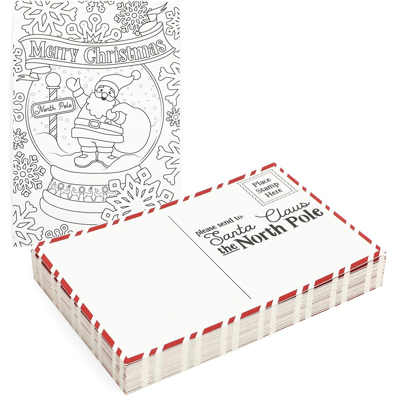 36 Pack Blank 4x6 inch Christmas Postcards for Kids Coloring, Crafts, Xmas, Holiday Fun with Family and Friends Letter to Santa, Write Personalized Wishlist Note Cards to Santa Mailbox